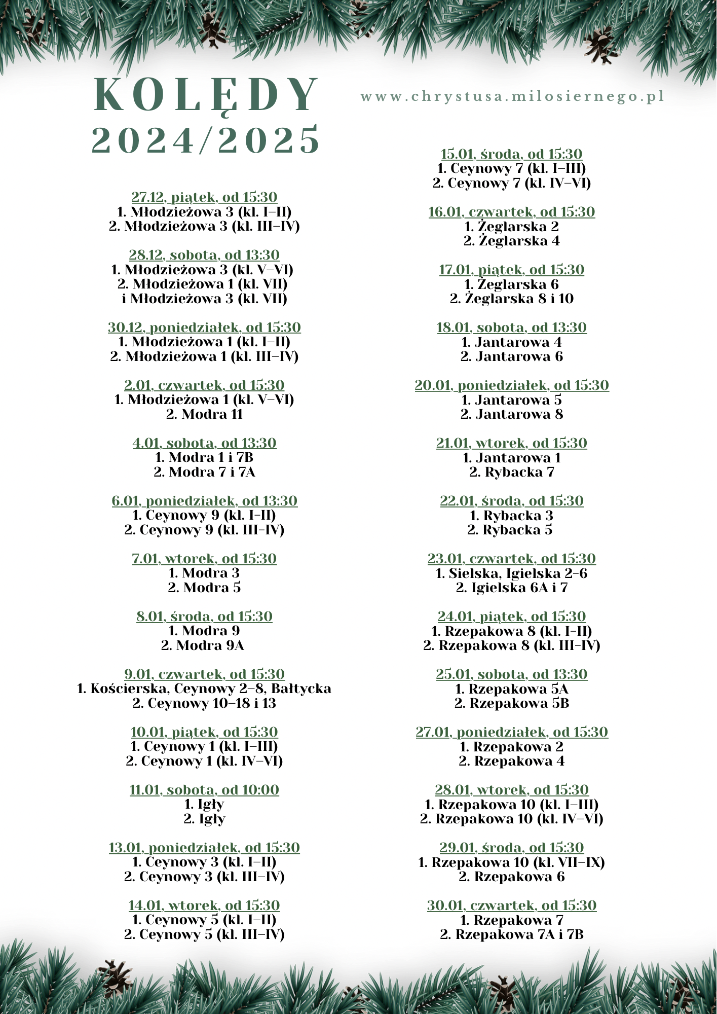 Plan kolęd 2024/2025
